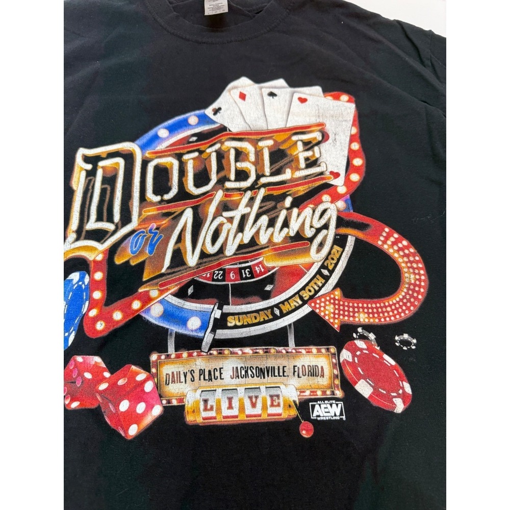 AEW Double or Nothing 2021 Wrestling T Shirt Mens Large Black Dailys Place Live - Picture 2 of 9